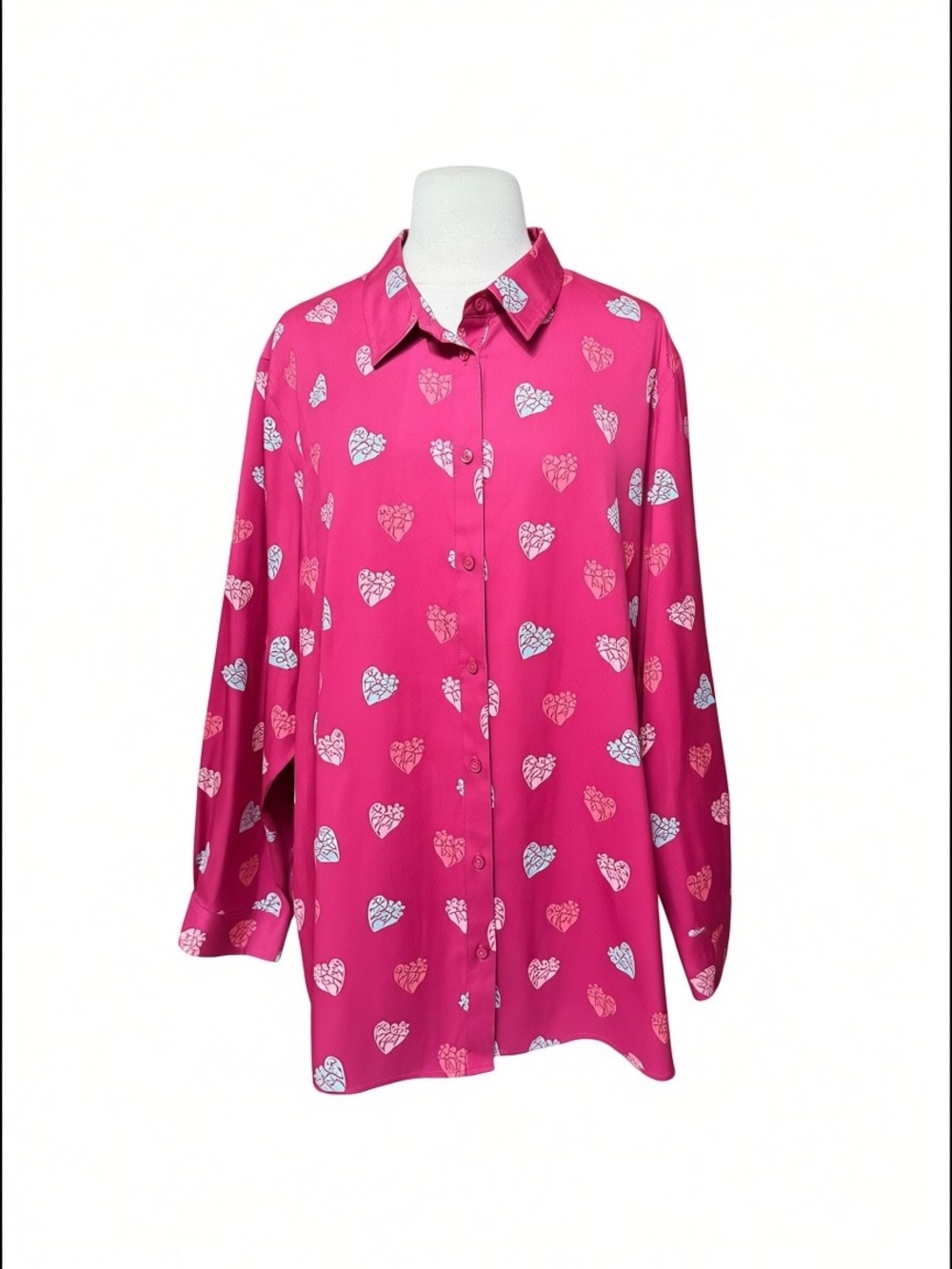NWOT‎ Y2K Coldwater Creek 100% Cotton All Over Hearts Button-Down Blouse